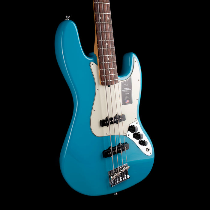 Used Fender American Professional II Jazz Bass Miami Blue With OHSC