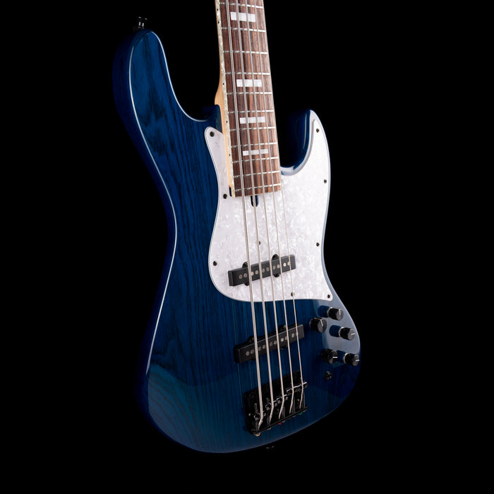 Pre Owned 2015 Bacchus Craft Standard JB5 5-String Bass Trans Inked Blue With Gig Bag