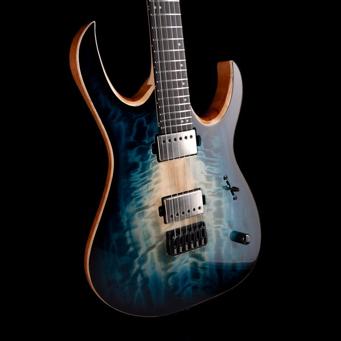 Mayones Duvell Elite 6 Curly Poplar Top Turquoise Iris with Soft Case