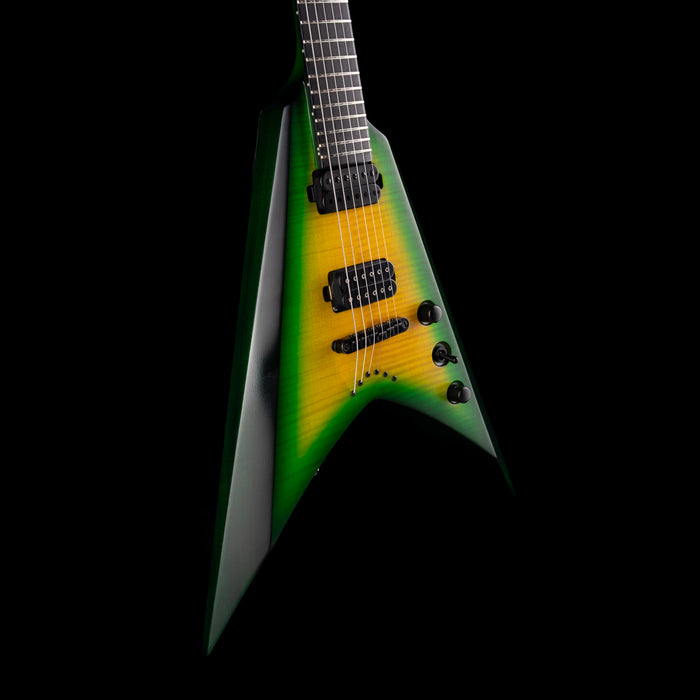 Pre Owned 2023 Solar Guitars V2.6LB Flame Lime Burst Matte Electric Guitar With OHSC
