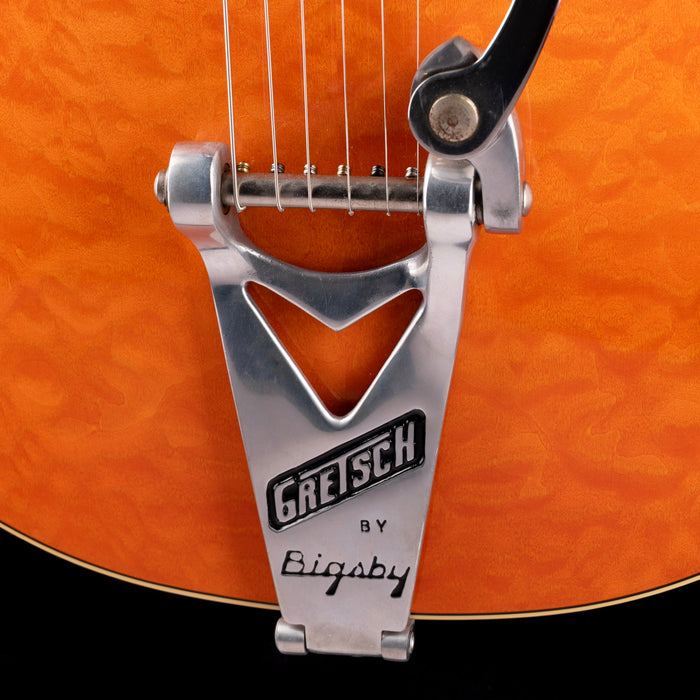 Pre-Owned 2014 Gretsch G6120-59QM Limited Edition Quilted Maple Chet Atkins Orange With OHSC