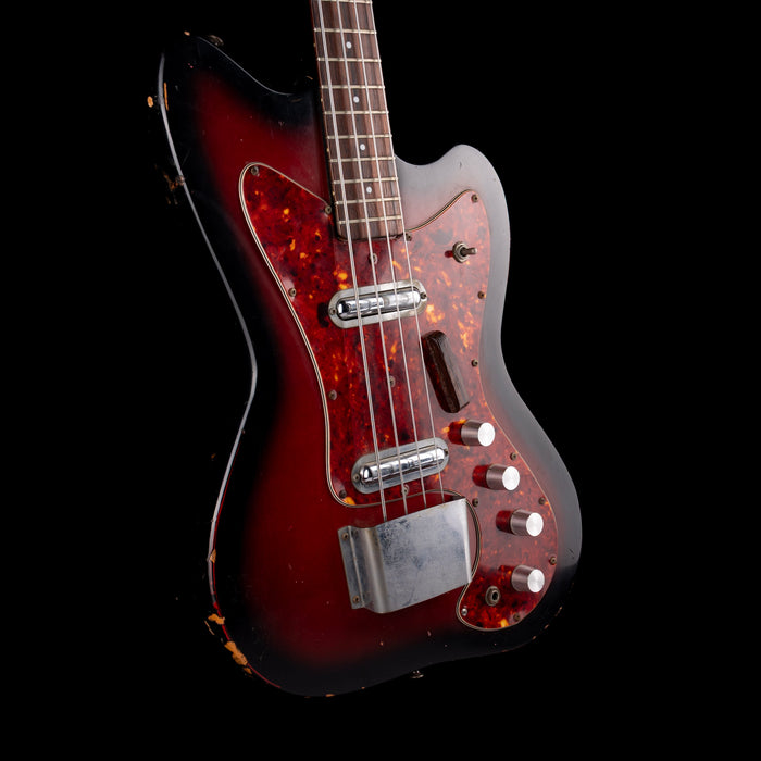 Pre-Owned 1966-68 Silvertone 1443 Hornet Bass Redburst With Gig Bag