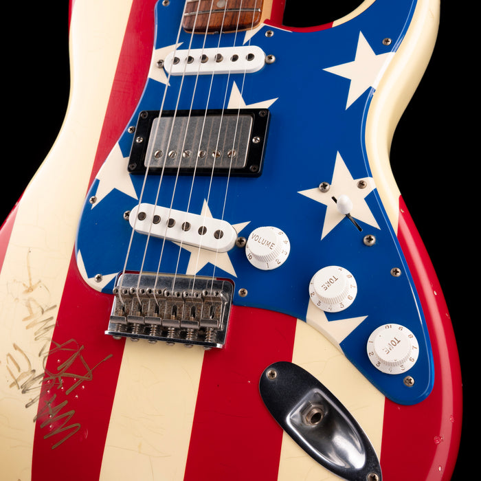 Pre-Owned Signed 2012 Fender Wayne Kramer Stratocaster USA Flag With Gig Bag