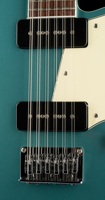 Pre Owned Reverend Airwave 12 String Semi Hollow Body Guitar Deep Sea Blue