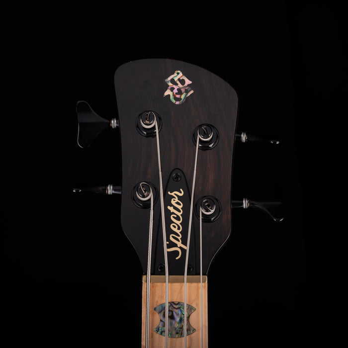 Guitar headstock with 'Spector' branding on a black background
