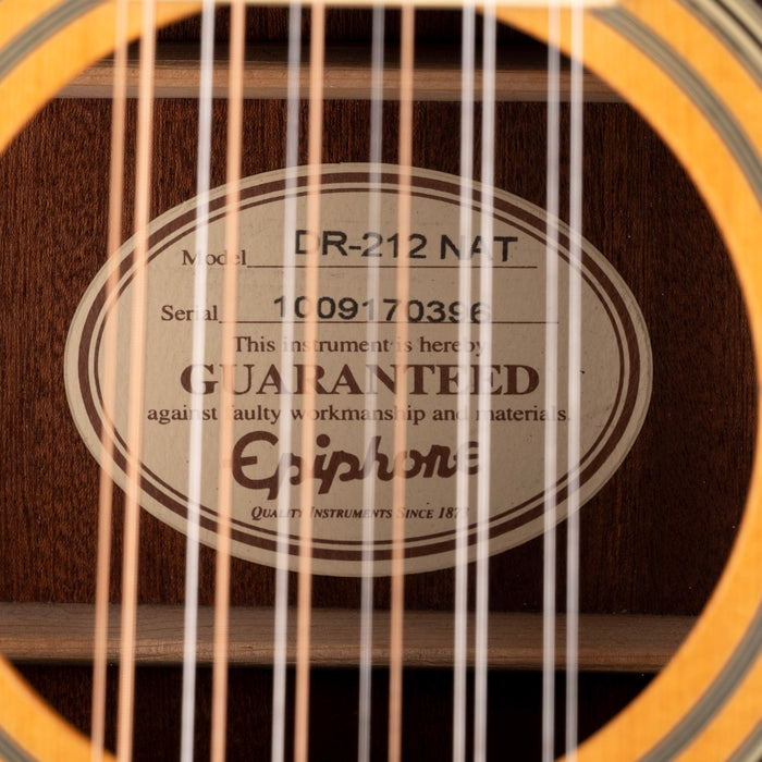 Used Epiphone DR-212 Natural 12-String Acoustic Guitar with Gig Bag