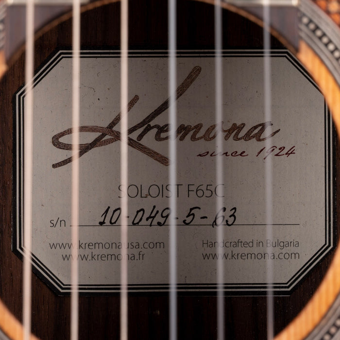 Used Kremona Soloist Series F65C Nylon String Classical Acoustic Guitar With Gig Bag
