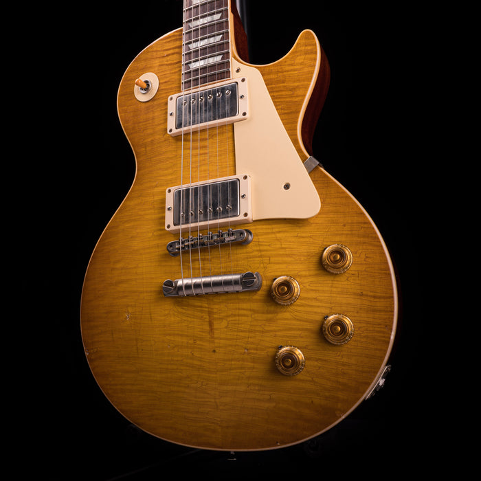 Pre Owned 2018 Gibson Custom Shop Tom Murphy Painted & Aged 1960 Les Paul Standard Reissue Dirty Lemon Burst With OHSC