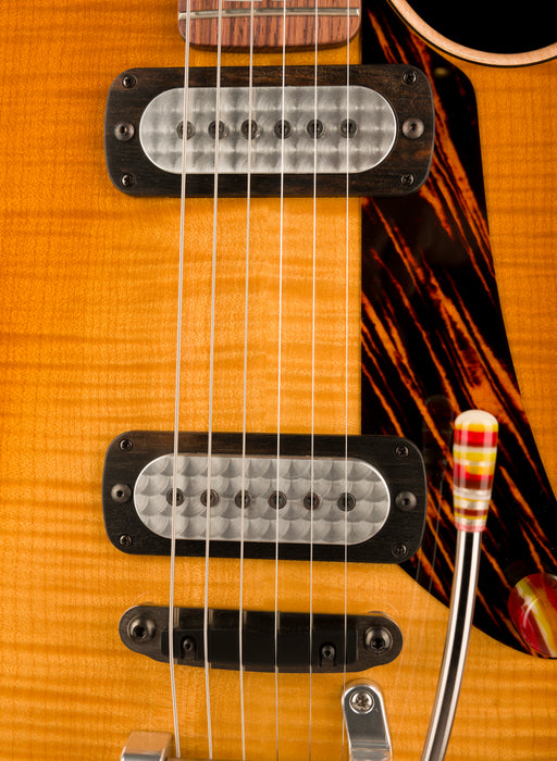 Powers Electric A-Type Select Wild Honey Burst Firestripe Pickguard With Softshell Case