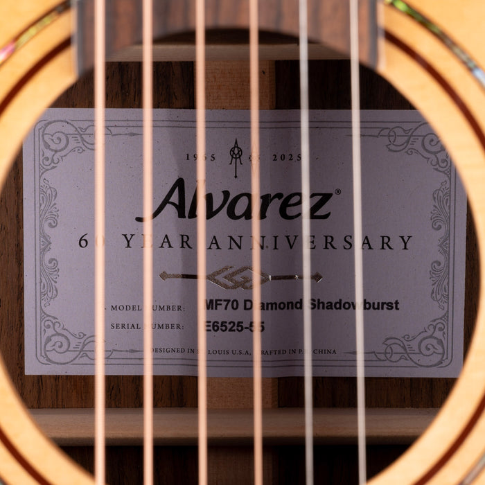 Alvarez Limited Edition MF70 Diamond OM Shadowburst Acoustic Guitar with Soft Case
