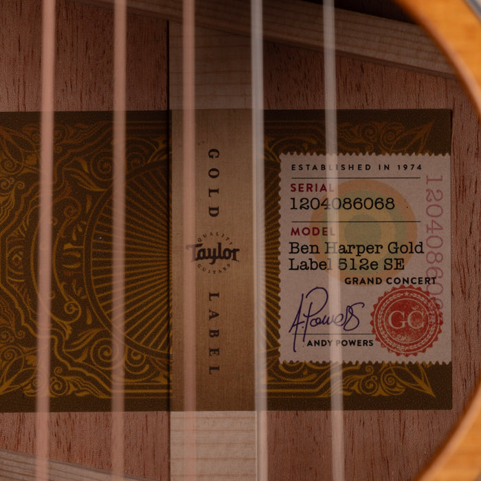 Taylor Signed Ben Harper Gold Label 512e Special Edition Shaded Edgeburst 068
