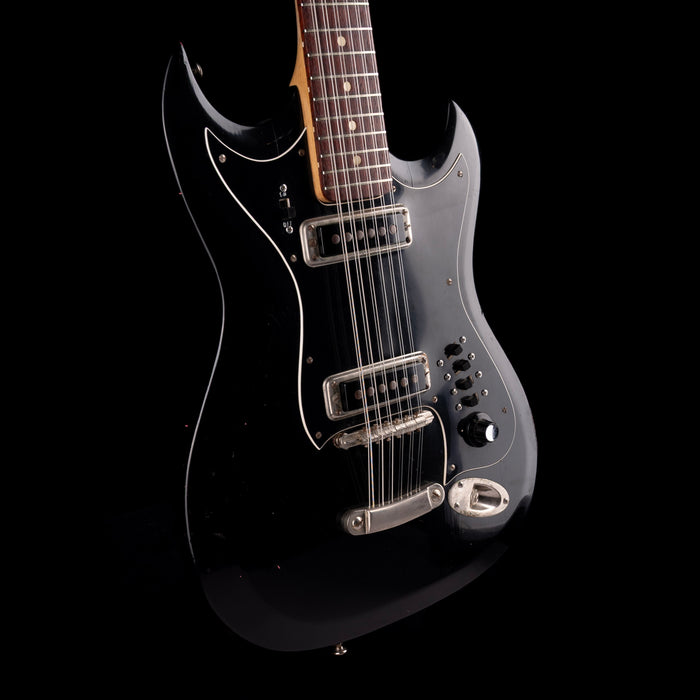 Pre-Owned Hagstrom H-12 Black 12-string Electric Guitar With OHSC
