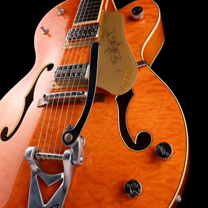 Pre-Owned 2014 Gretsch G6120-59QM Limited Edition Quilted Maple Chet Atkins Orange With OHSC