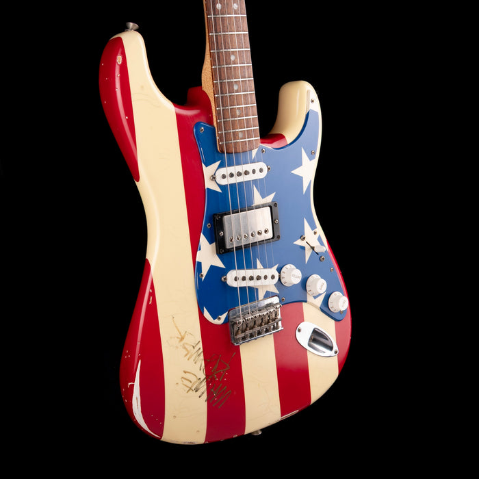 Pre-Owned Signed 2012 Fender Wayne Kramer Stratocaster USA Flag With Gig Bag