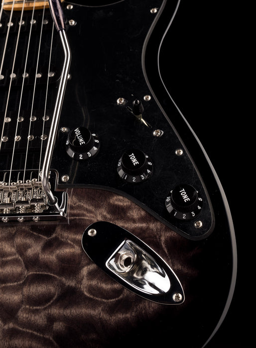 Pre Owned Fender Limited Edition American QMT Stratocaster HSS Pale Moon Trans Black With OHSC