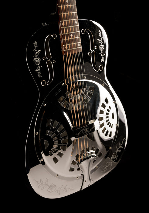 Pre Owned 1996 Dobro DM 36 "Rose" Model Chrome Resonator With Gig Bag