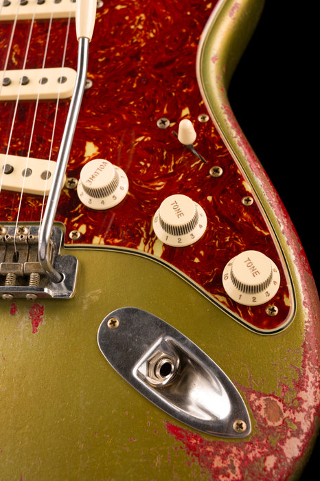 Fender Custom Shop Masterbuilt Todd Krause 1963 Stratocaster Heavy Relic Sage Green Metallic over Seminole Red