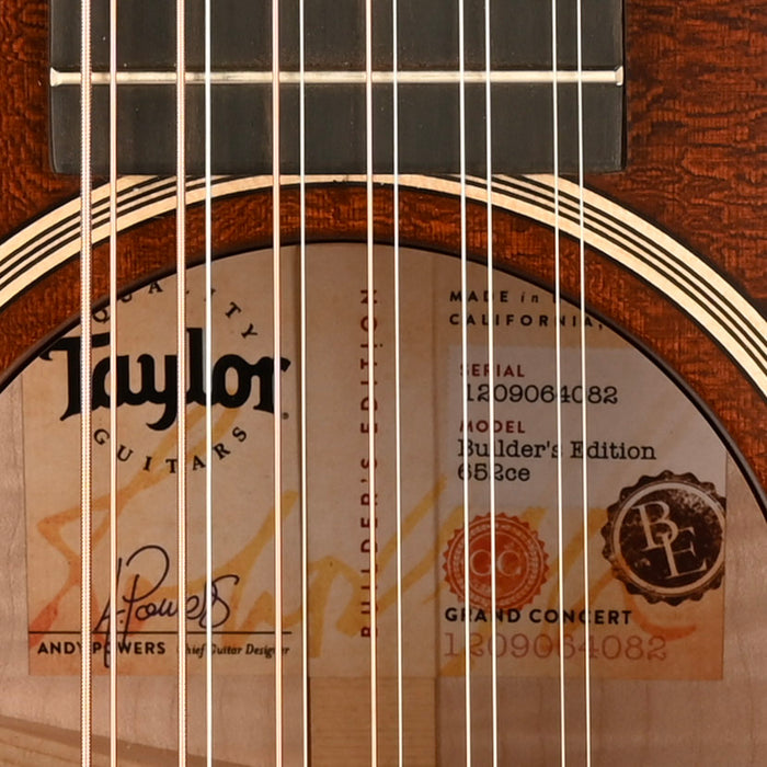 Taylor Builder's Edition 652ce 12 String Wild Honey Burst Acoustic Electric Guitar With Case