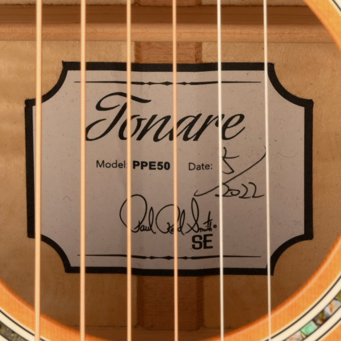 Pre Owned 2022 PRS SE P50E Tonare Parlor Natural Acoustic Guitar With Gig Bag