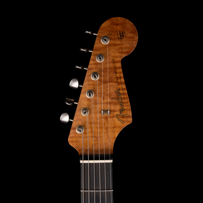 Pre Owned Fender Custom Shop Masterbuilt Paul Waller 1956 Stratocaster Ultra Heavy Relic Blue Ice Metallic over Silver with OHSC