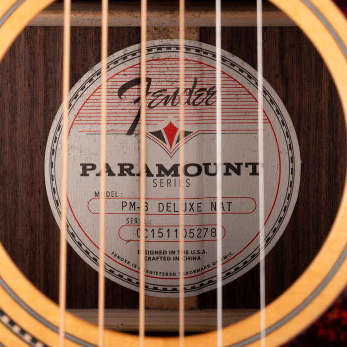 Used Fender Paramount PM-3 Deluxe Acoustic Electric Natural With Gig Bag