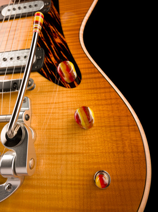 Powers Electric A-Type Select Wild Honey Burst Firestripe Pickguard With Softshell Case