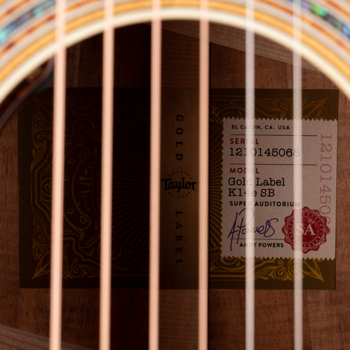 Taylor Gold Label K14e Koa Golden Brown Sunburst With Case