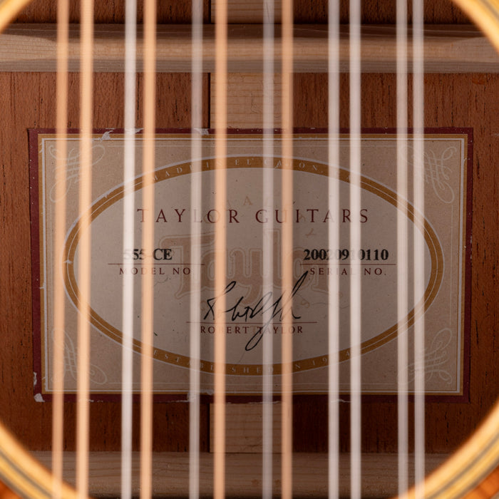 Used 2002 Taylor 555ce 12-String Natural Acoustic Guitar With OHSC