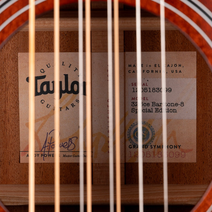 Pre-Owned 2023 USA Taylor 326ce Baritone-8 Special Edition Acoustic Electric Shaded Edgeburst with OHSC