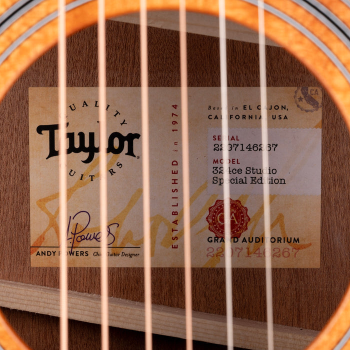 Taylor 324ce Studio Special Edition Shaded EdgeBurst Top With Soft Case