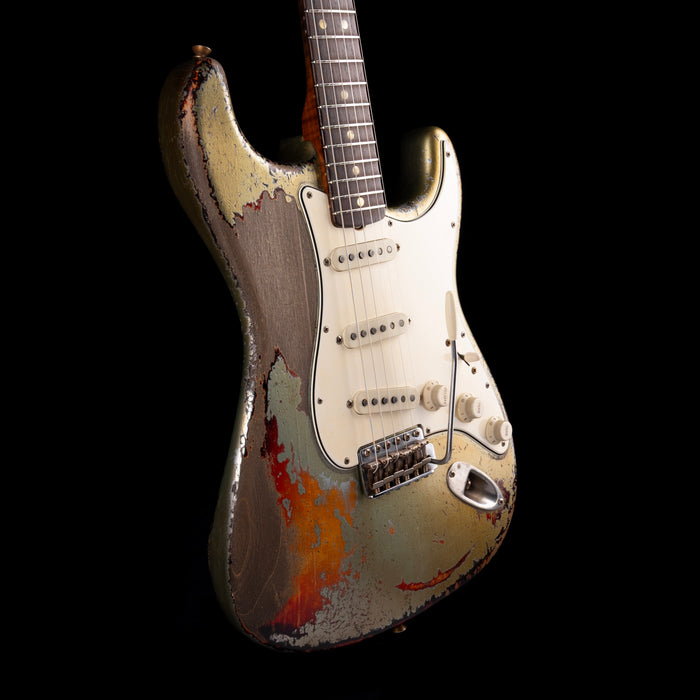 Fender Custom Shop Masterbuilt Dale Wilson 1965 Stratocaster Heavy Relic Firemist Silver Over Chocolate 3-Tone Sunburst