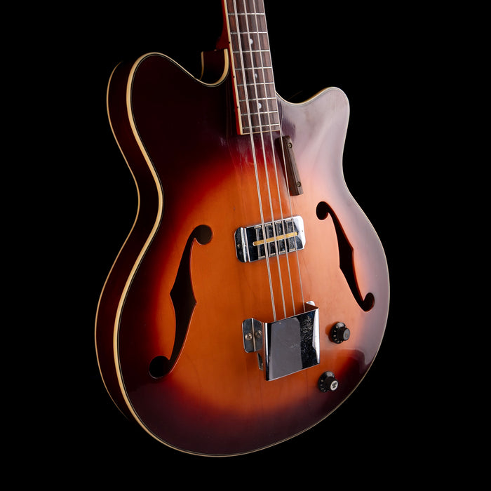 Used Vintage 1960s Bruno Royal Artist Hollowbody Bass Guitar Sunburst