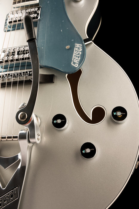 Pre Owned Gretsch G6118T-140 LTD 140th Double Platinum Anniversary Two-Tone Pure Platinum/Stone Platinum With OHSC
