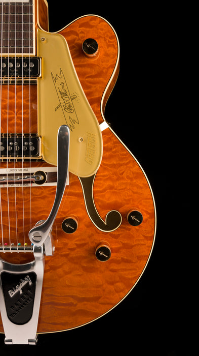 Gretsch G6120TGQM-56 Limited Edition Quilt Classic Chet Atkins Hollow Body with Bigsby Roundup Orange Stain Lacquer
