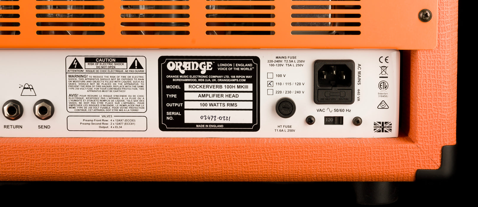 Pre Owned Orange Rockerverb 100 MKIII Guitar Amp Head with Cover