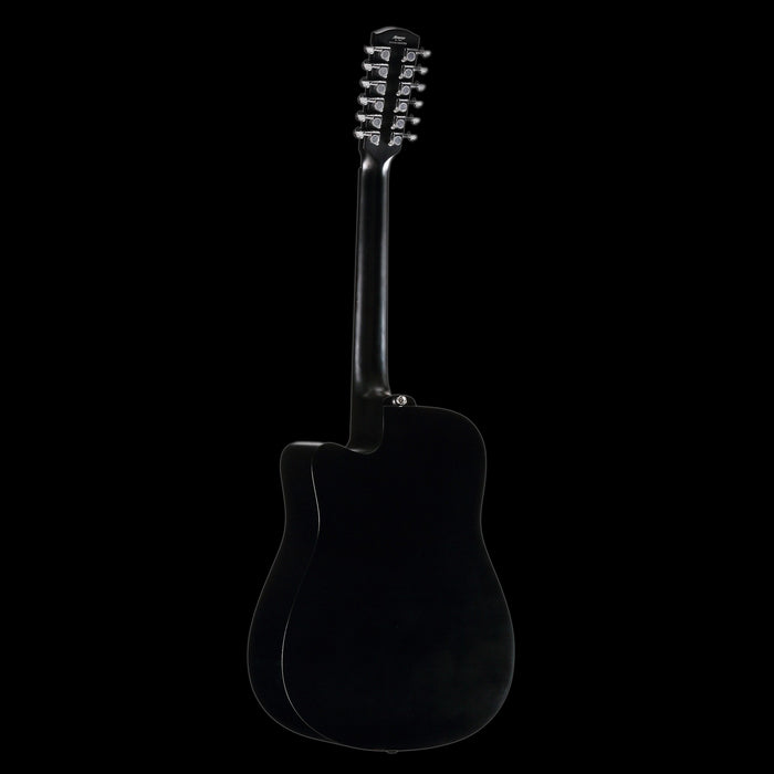 Alvarez Artist Series AD60-12CEBK 12-String Acoustic-Electric Dreadnought Guitar Black Back 3_4