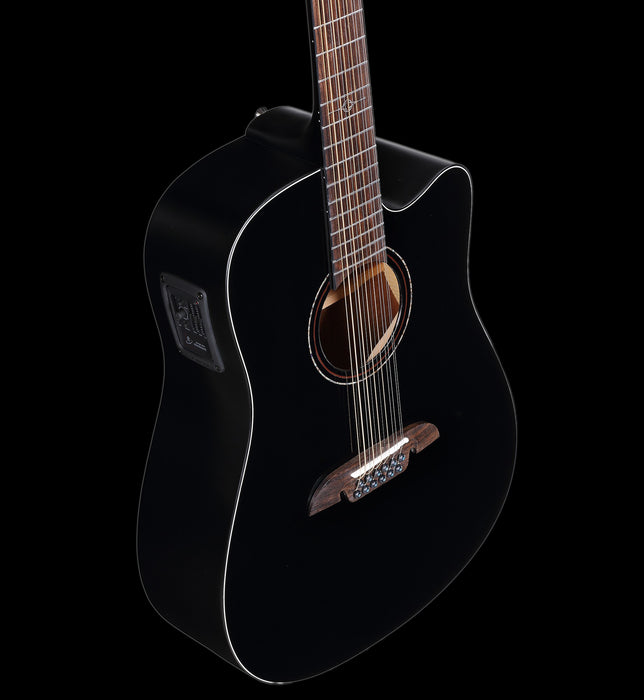 Alvarez Artist Series AD60-12CEBK 12-String Acoustic-Electric Dreadnought Guitar Black Down