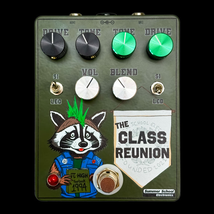 Summer School Electronics Class Reunion Overdrive Fuzz Pedal Front