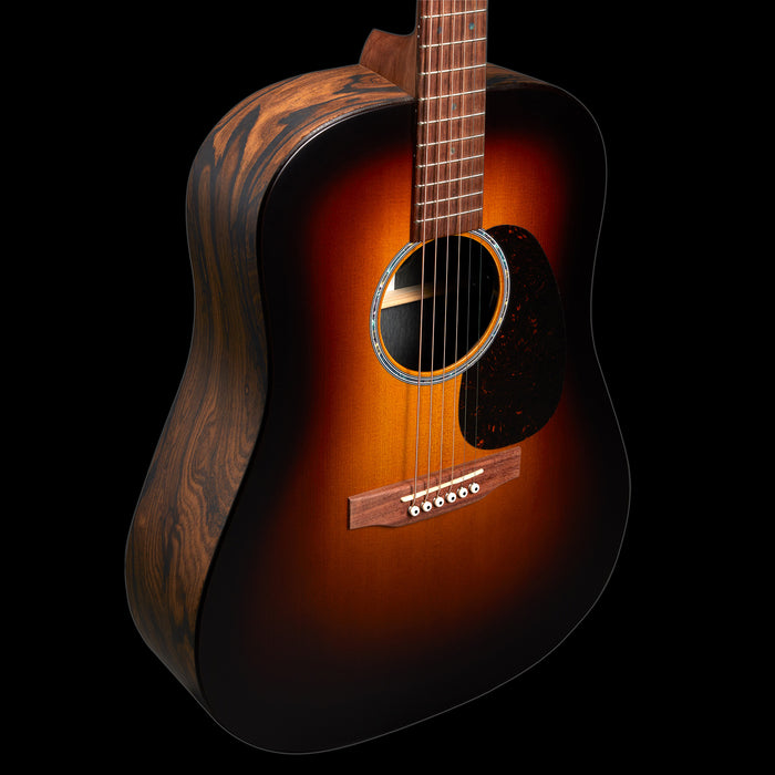 Martin D-X2E Ziricote Burst Acoustic-Electric Guitar Angle Down