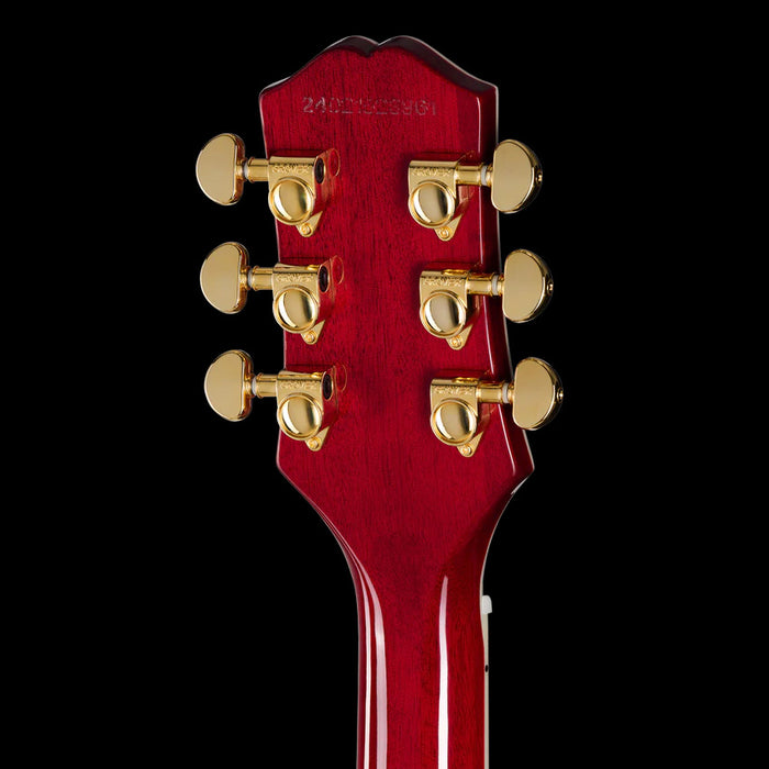 Epiphone Les Paul Custom Figured Heritage Cherry Sunburst Headstock Back