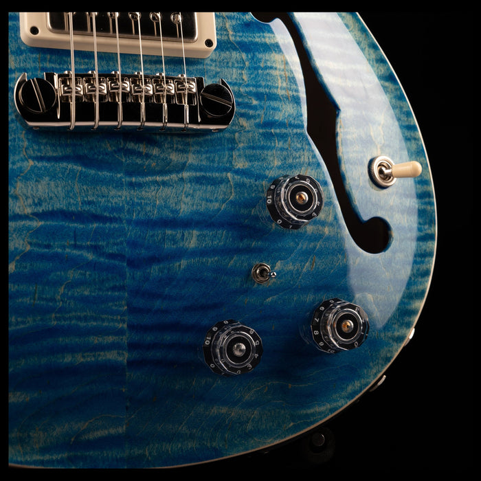 PRS Core Hollowbody II Piezo Faded Blue Jean Closeup Controls