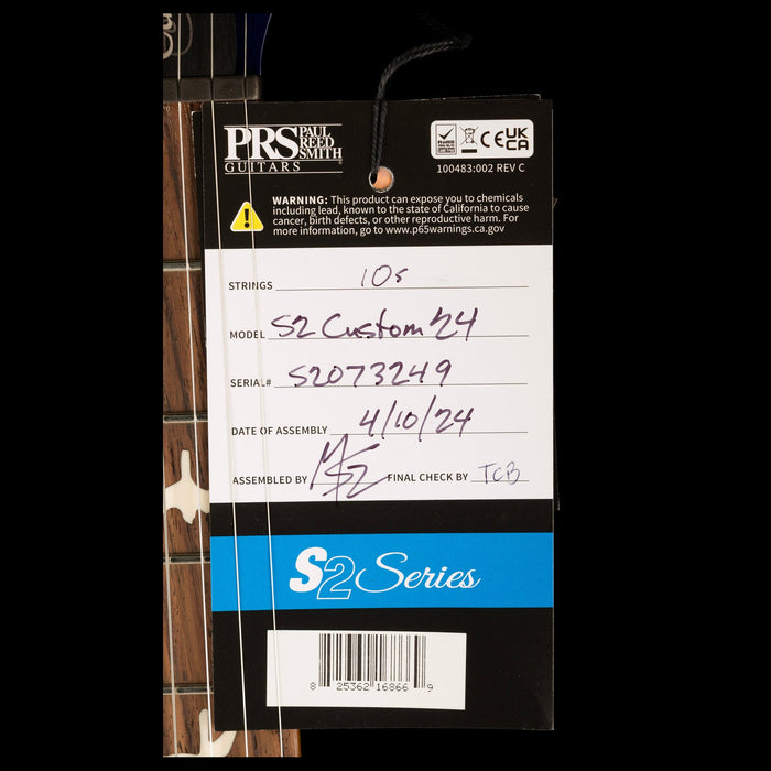 PRS S2 Custom 24 Pattern Thin Neck Lake Blue Tags