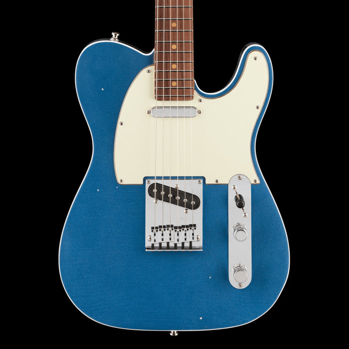 Fender American Ultra Luxe Vintage '60s Telecaster Custom Lake Placid Blue Electric Guitar Front Crop