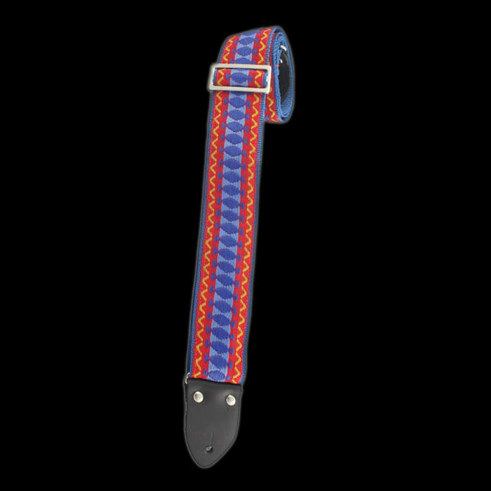 Henry Hiller 2" Deluxe Heller Vintage Series Brown Jacquard Red Blue Strap - HVDX-32