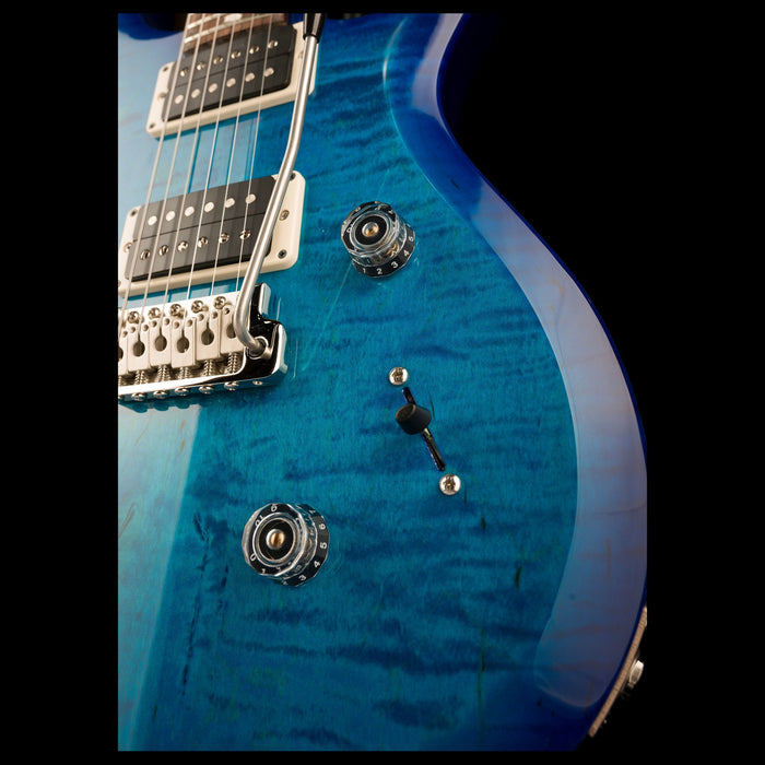 PRS S2 Custom 24 Pattern Thin Neck Lake Blue Closeup Controls