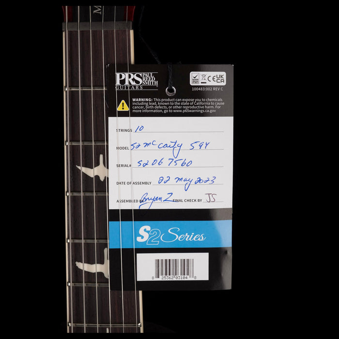 PRS S2 McCarty 594 Dark Cherry Sunburst Electric Guitar Tags