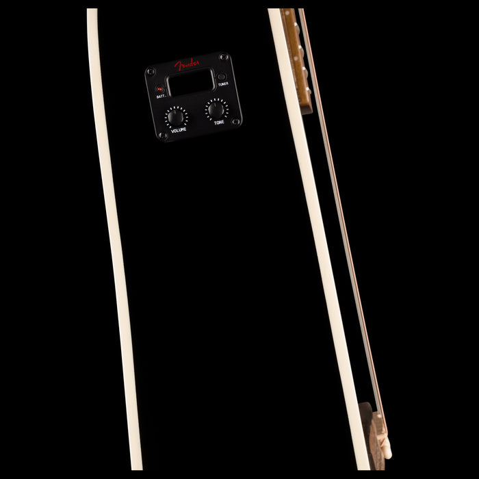 Fender California Standard Redondo CE Spruce Top Ivory Pickguard Black Acoustic Electric Guitar Side Detail