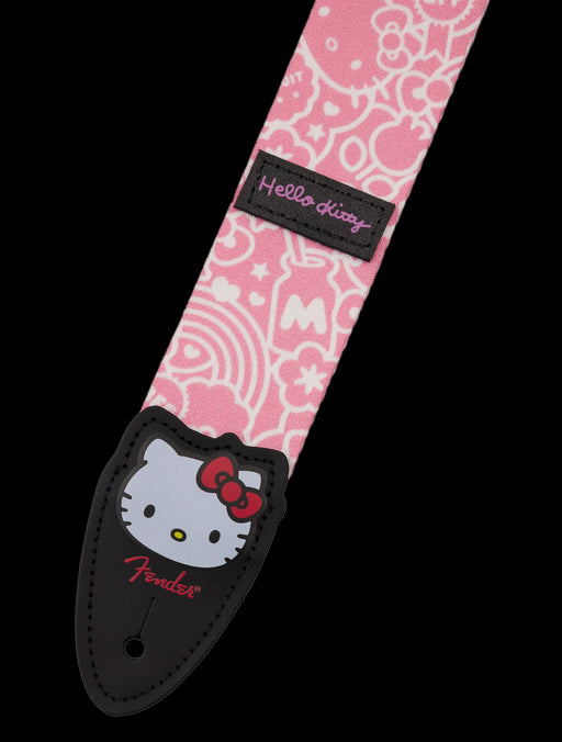 Fender x Hello Kitty Polyester Pink Strap Closeup Logo