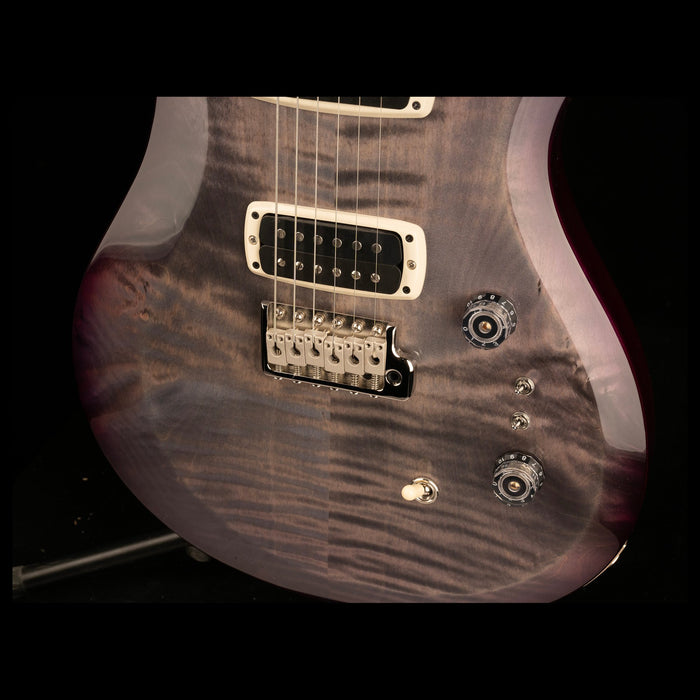 PRS S2 Custom 24-08 Faded Gray Black Purple Burst Closeup Bridge