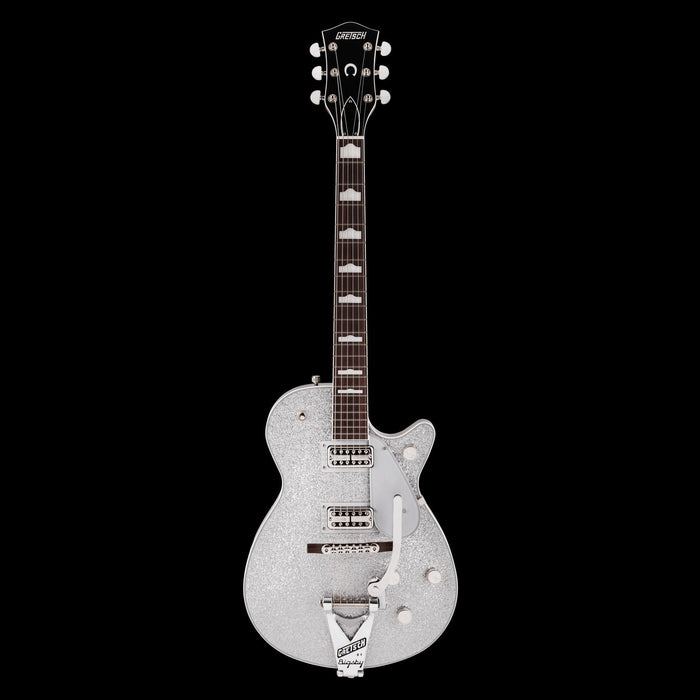 Gretsch G6129T-89 Vintage Select '89 Sparkle Jet with Bigsby Silver Sparkle Electric Guitar Front